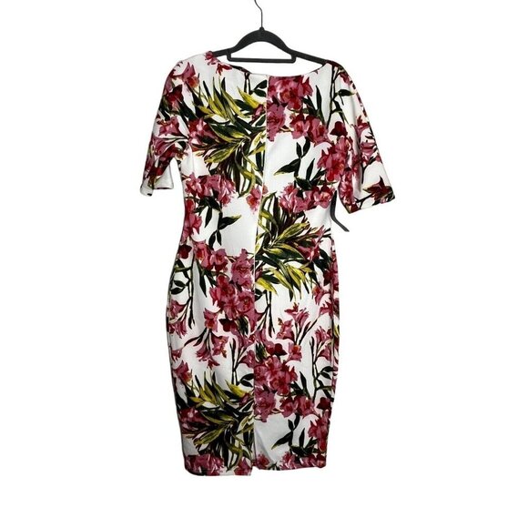 AX Paris Floral Sheath Dress Back Zipper White Pink Knee Length Size‎ 10 NWT - Picture 5 of 8
